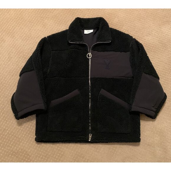 AMI Paris Other - AMI Paris Alexandre Mattiussi Ami De Coeur Heart Fleece Jacket Black XXL